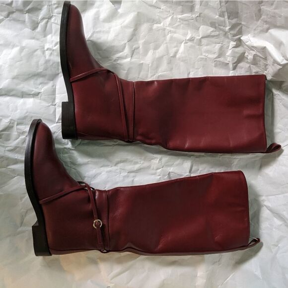 𝅺NINA Ricci Bordeaux leather boots 5(35) BNWOB - Picture 1 of 8